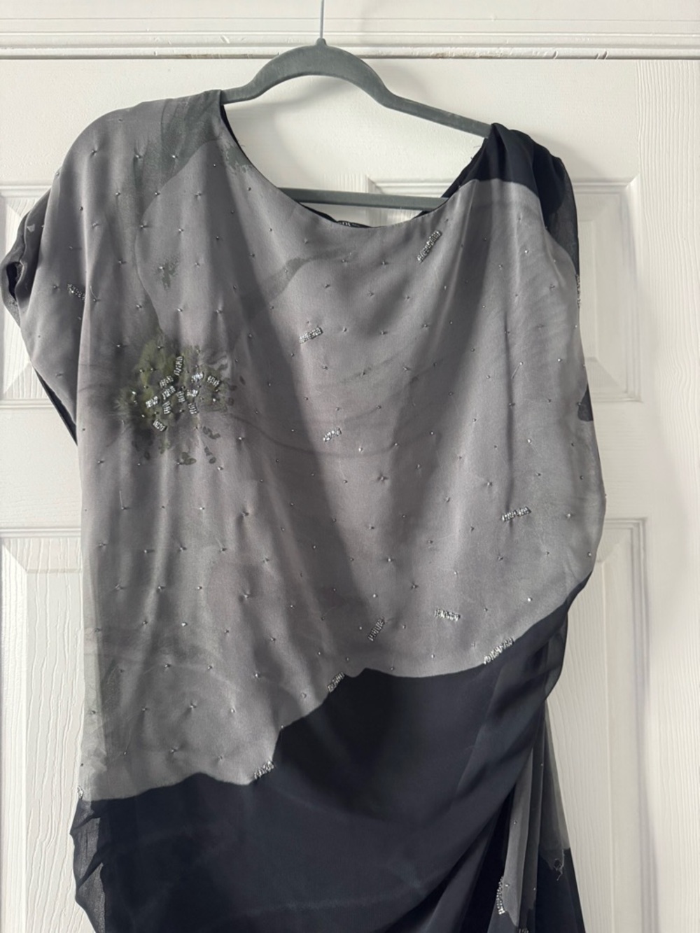 Zara Gray & Charcoal Draped Maxi Dress - Picture 3 of 5